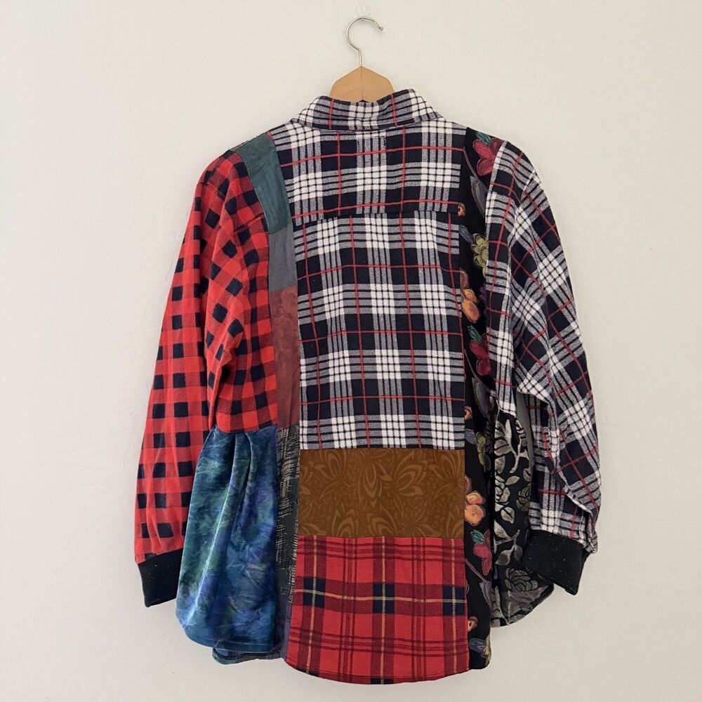 Vintage Lee Andersen Patchwork Wearable Art Shirt Jacket Boho Artsy Y2K - Picture 14 of 16